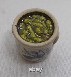 Dolls House Miniature I. G. M. A. Jane Graber Stoneware CROCK PICKLED GHERKINS