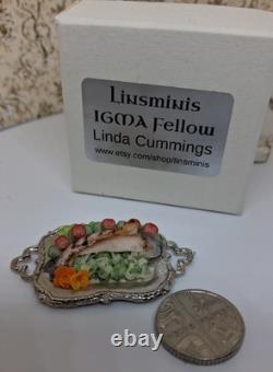 Dolls House Miniature IGMA Artisan Linda Cummings Hand Made Serving Platter