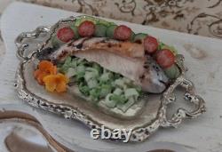 Dolls House Miniature IGMA Artisan Linda Cummings Hand Made Serving Platter