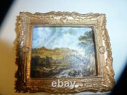Dolls House Miniature Oil Painting, A Mountainous, Wooded, View with a Torrent