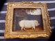 Dolls House Miniature Oil Painting A Prize Pig In It's Sty