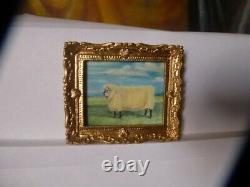 Dolls House Miniature Oil Painting, A Prize Ram