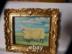 Dolls House Miniature Oil Painting, A Prize Ram