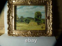 Dolls House Miniature Oil Painting Harvesting at Montfoucault