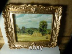 Dolls House Miniature Oil Painting Harvesting at Montfoucault