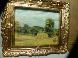 Dolls House Miniature Oil Painting Harvesting at Montfoucault