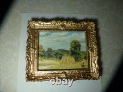 Dolls House Miniature Oil Painting Harvesting at Montfoucault