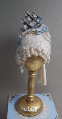 Dolls House Miniature RARE MARIE ANTOINETTE WIG WITH SHIP BY TODD KRUEGER