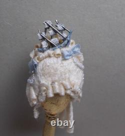 Dolls House Miniature RARE MARIE ANTOINETTE WIG WITH SHIP BY TODD KRUEGER