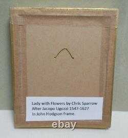 Dolls House Miniature REAL PAINTING BY CHRIS SPARROW. LADY WITH FLOWERS