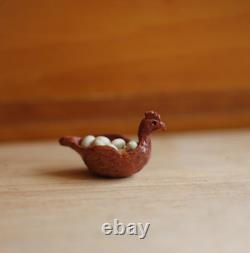 Dolls House Miniature Red Hen Chicken Egg Bowl 112 Rare OOAK By PigeonOak
