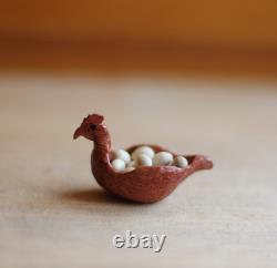 Dolls House Miniature Red Hen Chicken Egg Bowl 112 Rare OOAK By PigeonOak
