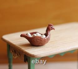 Dolls House Miniature Red Hen Chicken Egg Bowl 112 Rare OOAK By PigeonOak Dolls House Miniature Red Hen Chicken Egg Bowl 112 Rare OOAK By PigeonOak