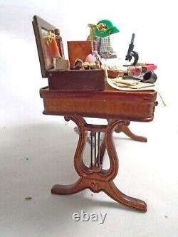 Dolls House Miniature Sherlock Holmes inspired Filled Table and Chair Set