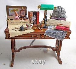 Dolls House Miniature Sherlock Holmes inspired Filled Table and Chair Set