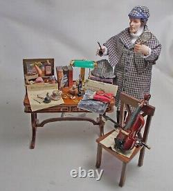 Dolls House Miniature Sherlock Holmes inspired Filled Table and Chair Set