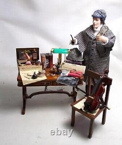 Dolls House Miniature Sherlock Holmes inspired Filled Table and Chair Set