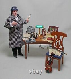 Dolls House Miniature Sherlock Holmes inspired Filled Table and chair (b)