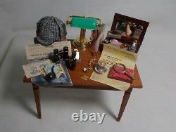 Dolls House Miniature Sherlock Holmes inspired Filled Table and chair (b)