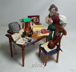 Dolls House Miniature Sherlock Holmes inspired Filled Table and chair (b)