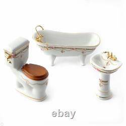 Dolls House Miniature Victorian Rose Bathroom Low Flush 112 scale Reutter