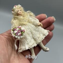 Dolls House Miniature Vintage 112 Porcelain Girl Doll UK Artisan Jan Clarke