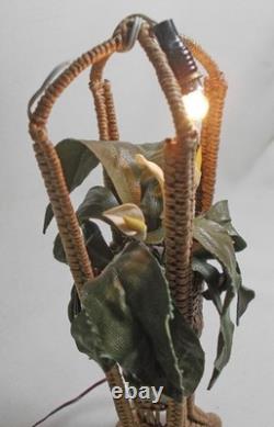 Dolls House Miniature Vintage ARTISAN HANDMADE FLOWER AND BASKETWEAVE FLOOR LAMP