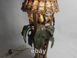 Dolls House Miniature Vintage ARTISAN HANDMADE FLOWER AND BASKETWEAVE FLOOR LAMP