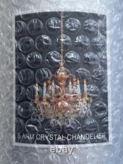 Dolls House Miniatures 112th 6 Arm Crystal Chandelier Gold Finish 12 V New
