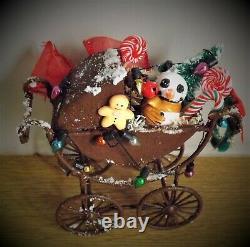 Dolls House Miniatures 112th Scale Christmas Decorated Rusty Victorian Pram
