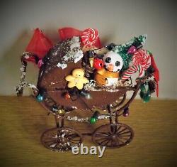 Dolls House Miniatures 112th Scale Christmas Decorated Rusty Victorian Pram