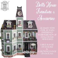 Dolls House Modern Black & White Kitchen with Island Miniature Furniture Set