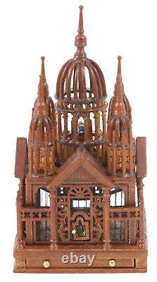 Dolls House Ornate Walnut Victorian Multi Birdcage with Bird JBM Miniature