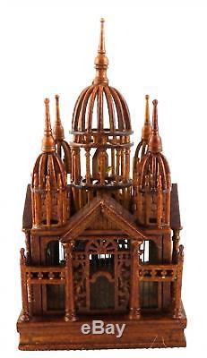 Dolls House Ornate Walnut Victorian Multi Birdcage with Bird JBM Miniature