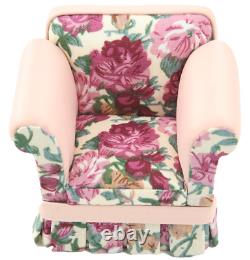 Dolls House Pink Floral Country Armchair JBM Miniature Living Room Furniture