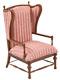 Dolls House Pink Stripe Open Armchair Walnut Jbm Miniature Living Room Furniture