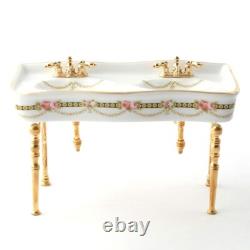 Dolls House Porcelain Sink Victorian Rose Reutter Miniature 112th Scale