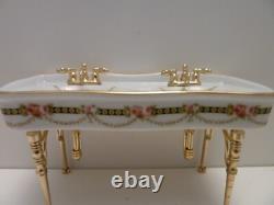 Dolls House Porcelain Sink Victorian Rose Reutter Miniature 112th Scale