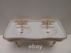 Dolls House Porcelain Sink Victorian Rose Reutter Miniature 112th Scale