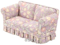 Dolls House Purple FloralCountry Sofa Settee JBM Miniature Living Room Furniture