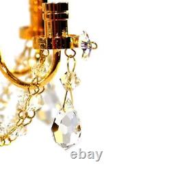Dolls House Real Crystal 6 Arm Chandelier Gold Finish Miniature Light Accessory