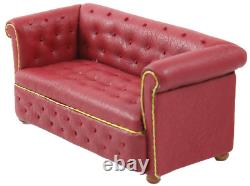 Dolls House Red Leather Chesterfield Sofa Settee JBM Living Room Furniture 112