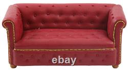 Dolls House Red Leather Chesterfield Sofa Settee JBM Miniature Living Room