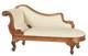 Dolls House Rococo Chaise Longue White Cream Walnut Jbm Miniature Furniture 112