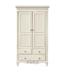 Dolls House Romantic White Wardrobe JBM Miniature Armoire 112 Bedroom Furniture