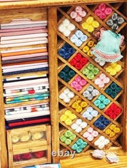 Dolls House Sewing Haberdashery Filled Wood Unit 112 Scale Miniature T1 tumdee