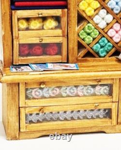 Dolls House Sewing Haberdashery Filled Wood Unit 112 Scale Miniature T1 tumdee