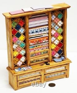 Dolls House Sewing Haberdashery Filled Wood Unit 112 Scale Miniature T2 tumdee