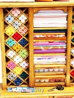 Dolls House Sewing Haberdashery Filled Wood Unit 112 Scale Miniature T4 tumdee