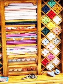Dolls House Sewing Haberdashery Filled Wood Unit 112 Scale Miniature T4 tumdee